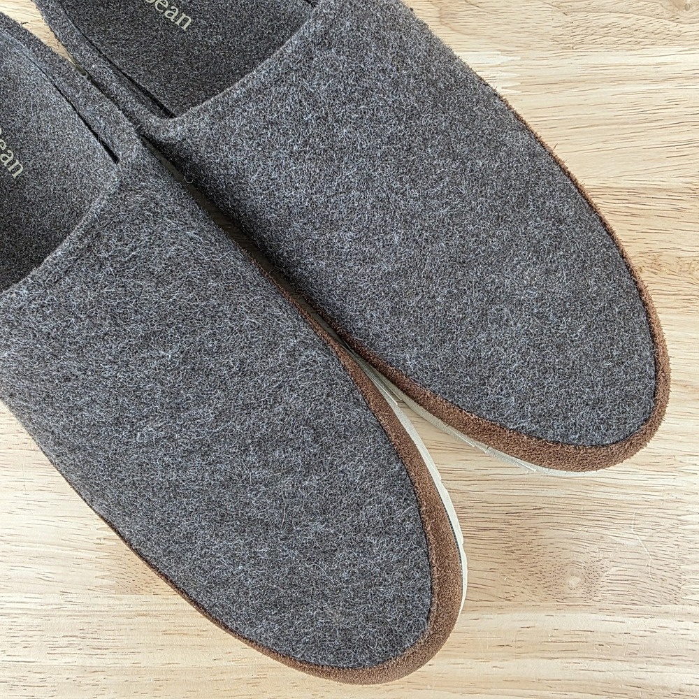 LL‎ Bean Downeast Slip On Clogs Gray Wool Brown Suede Shoes Mens Size 11 - Picture 7 of 13
